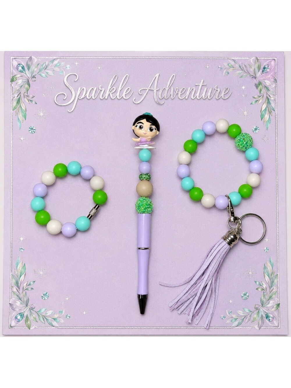 Disney's Doorables Mulan Pen Tumbler Keychain Bracelet Handmade New